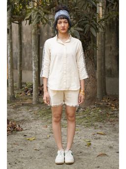 The House of Hemp - White Lattice Co-Ord Set- Ivory