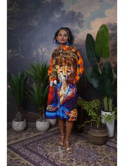 The House of Hemp - Multi-Colour Cheetah Club Hemp Printed Shirt Dress