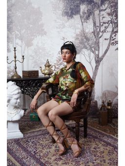 The House of Hemp - Green Crocodile Crown Hemp Printed Co-Ord Set