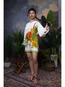 The House of Hemp - White Tropical Monkey Hemp Printed Co-Ord Set