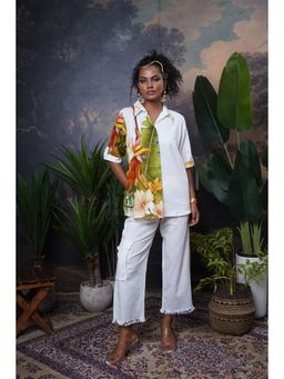 The House of Hemp - White Tropical Monkey Hemp Printed Co-Ord Set