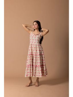 LABEL MAE - Pink Rose Garden Tiered Midi Dress
