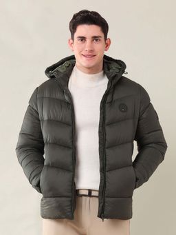 U.S. POLO ASSN. - Solid Regular Fit Puffer Jacket-Olive