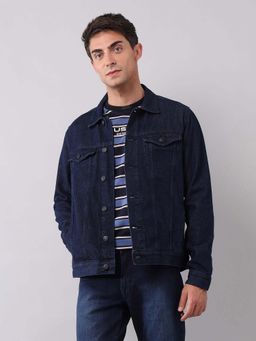 U.S. Polo Assn. Denim Co. - Solid Regular Fit Denim Jacket-Navy Blue