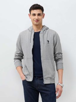 U.S. POLO ASSN. - Solid Heather Grey Men's Hooded Jacket