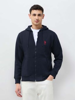 U.S. POLO ASSN. - Solid Navy Blue Men's Hooded Jacket