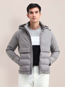 U.S. POLO ASSN. - Solid Hooded Puffer Jacket Grey