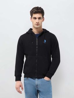 U.S. POLO ASSN. - Solid Black Men's Hooded Jacket