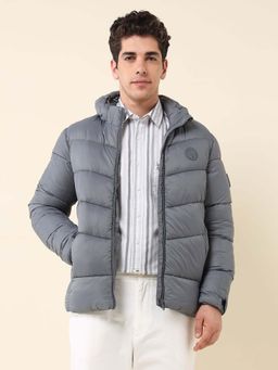U.S. POLO ASSN. - Solid Regular Fit Puffer Jacket Grey