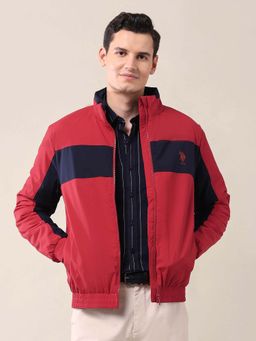 U.S. POLO ASSN. - Colourblocked Regular Fit Jacket-Red