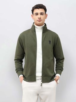 U.S. POLO ASSN. - Solid Olive Green Men's Bomber Jacket