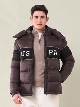 U.S. POLO ASSN. - Colourblocked Regular Fit Puffer Jacket-Wine