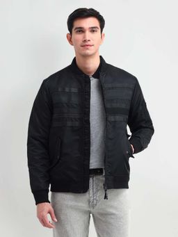 U.S. Polo Assn. Denim Co. - Men Black Solid Bomber Jacket with Mock Neck