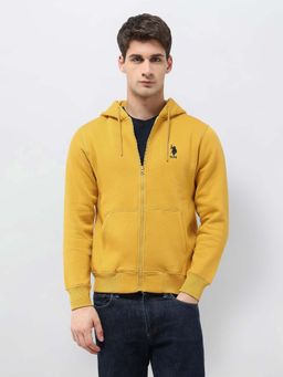 U.S. POLO ASSN. - Solid Mustard Yellow Men's Hooded Jacket