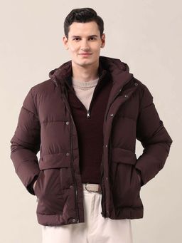U.S. POLO ASSN. - Hooded Regular Fit Puffer Jacket-Wine