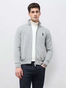 U.S. POLO ASSN. - Solid Heather Grey Men's Bomber Jacket