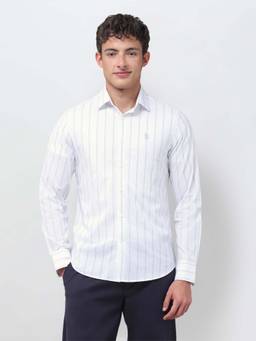 U.S. POLO ASSN. - Men's Poplin Vertical Striped Shirt Blue