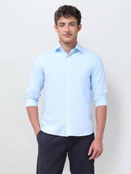 U.S. POLO ASSN. - Men's Solid Dobby Shirt Blue