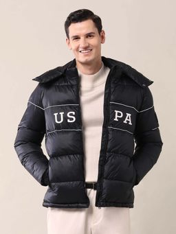 U.S. POLO ASSN. - Colourblocked Regular Fit Puffer Jacket-Black