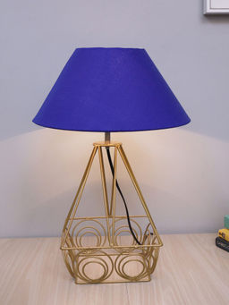 Homesake - Metal Golden Table Lamp Trapezium Blue