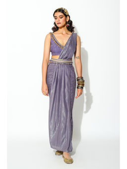 RISHI & VIBHUTI - Pre Draped Pant Saree with Stitched Blouse