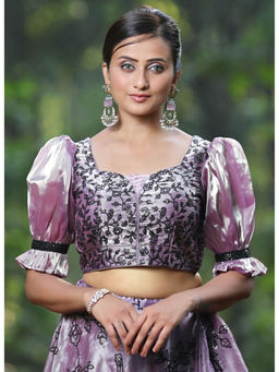 Ethnovog - Ready To Wear Purple Tissue Organza Sequins Blouse