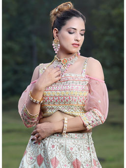 Ethnovog - Ready To Wear Light Pista Green Dupion Silk Embroidered Blouse