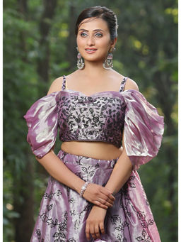 Ethnovog - Ready To Wear Purple Tissue Organza Sequins Blouse