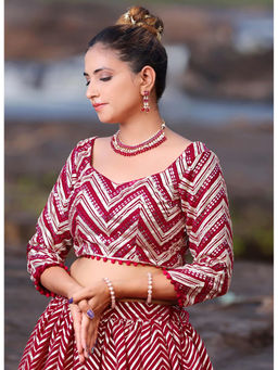 Ethnovog - Ready To Wear Rani Pink Georgette Embroidered Blouse