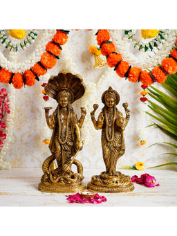 eCraftIndia - Lord Vishnu And Goddess Laxmi Handcrafted Brass Idol