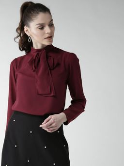 Twenty Dresses by Nykaa Fashion - Maroon All Set To Bow Top