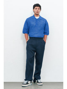 FREAKINS - Silent Teal Adjustable Straight Korean Casual Trouser