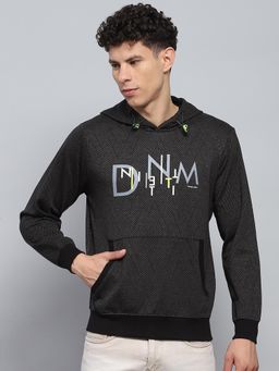 Monte Carlo - Men Typography Printed Black Full Sleeve Hoodie