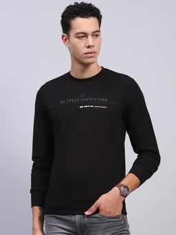 Monte Carlo - Men Typography Printed Black Round Neck Full Sleeve Sweatshirt