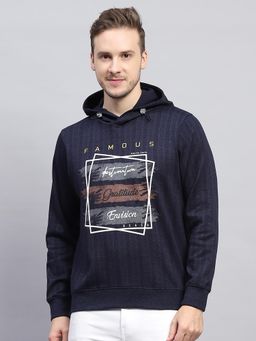 Monte Carlo - Men Printed Navy Blue Full Sleeve Hoodie