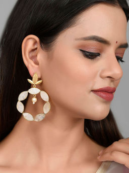 Silvermerc Designs - Gold Plated Circular Latest Design Fancy Stylish Stone Earrings