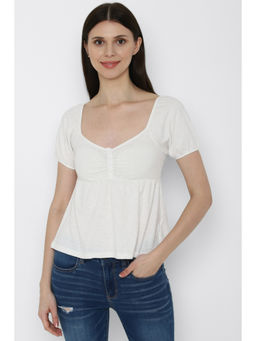 American Eagle - Women White Puff Sleeve Babydoll Top