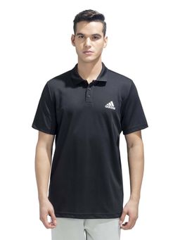 adidas - Black Solid Slim Fit Polo T-Shirt