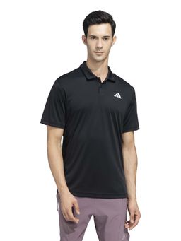 adidas - Black Solid Regular Fit Polo T-Shirt