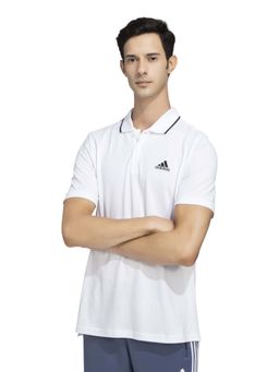 adidas - White Solid Regular Fit Polo T-Shirt