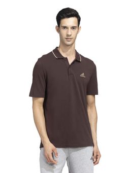 adidas - Brown Solid Regular Fit Polo T-Shirt