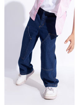 Taffy - Navy blue Denim Full Length Pocket Detail Jeans