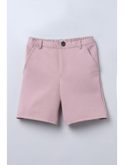 Taffy - Pink Solid Knitted Knee Length Shorts