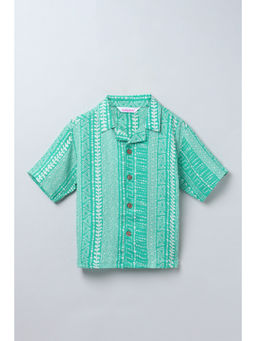 Taffy - Green Viscose Half Sleeves Printed Oversized Shirt