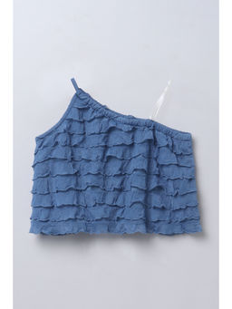Taffy - Blue Ruffle Layered Aline Party Crop Top