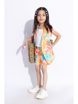 Taffy - Multi-Color Tie-Dye Printed Jacket with Inner & Shorts (Set of 3)