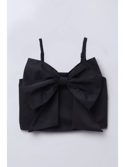 Taffy - Black Sleeveless Bow Detailed Singlet Party Crop Top