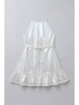 Taffy - White Bow Printed Halter Neck A-Line Dress