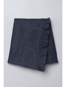 Taffy - Navy Blue Denim Ruffle Detail Skort