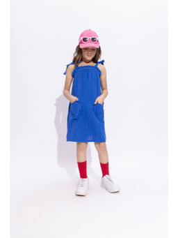 Taffy - Royal Blue Sleeveless Heart Pocket Detail Aline Dress